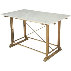 Kitchen Island Made of Solid Bronze with a Carrera Marble Top