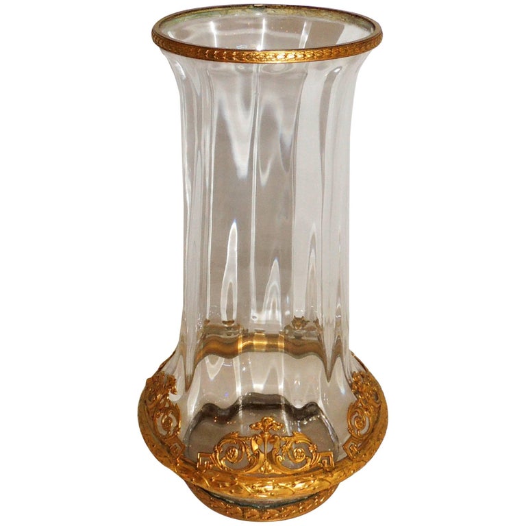 Wonderful French Ormolu Gilt Dore BronzeMounted Crystal Vase Glass Urn For Sale at 1stdibs