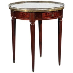 Louis XVI‑Style Brass‑Inlaid Mahogany Bouillotte Table, Late 19th Century