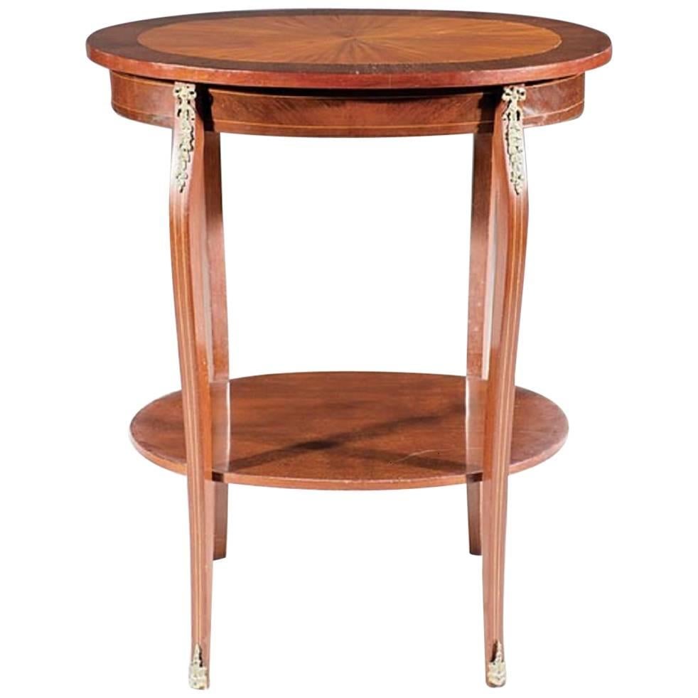 English Bronze‑Mounted and Satinwood Inlaid Mahogany Side Table, 19th Century For Sale