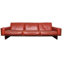 Mid-Century Modern Red Leather Three-Seat Sofa by Torbjørn Afdal