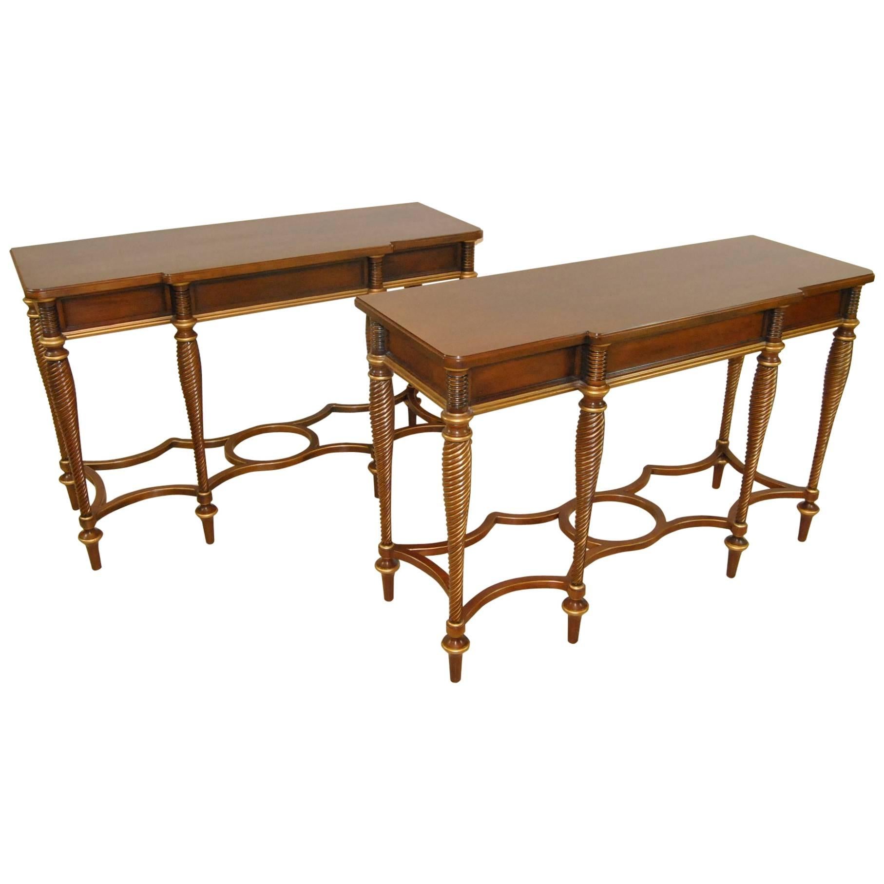 Pair of Cherry Console Table by Mario Buatta for Widdicomb Furniture