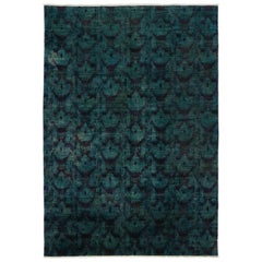 Contemporary Overdyed Vintage Ikat Rug with Modern Style