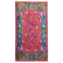 Chinese Art Deco Throw Pictorial Rug