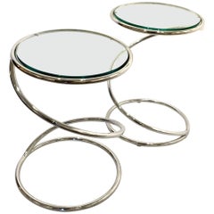 Pair of Pace Collection Spring Tables in Chrome and Glass