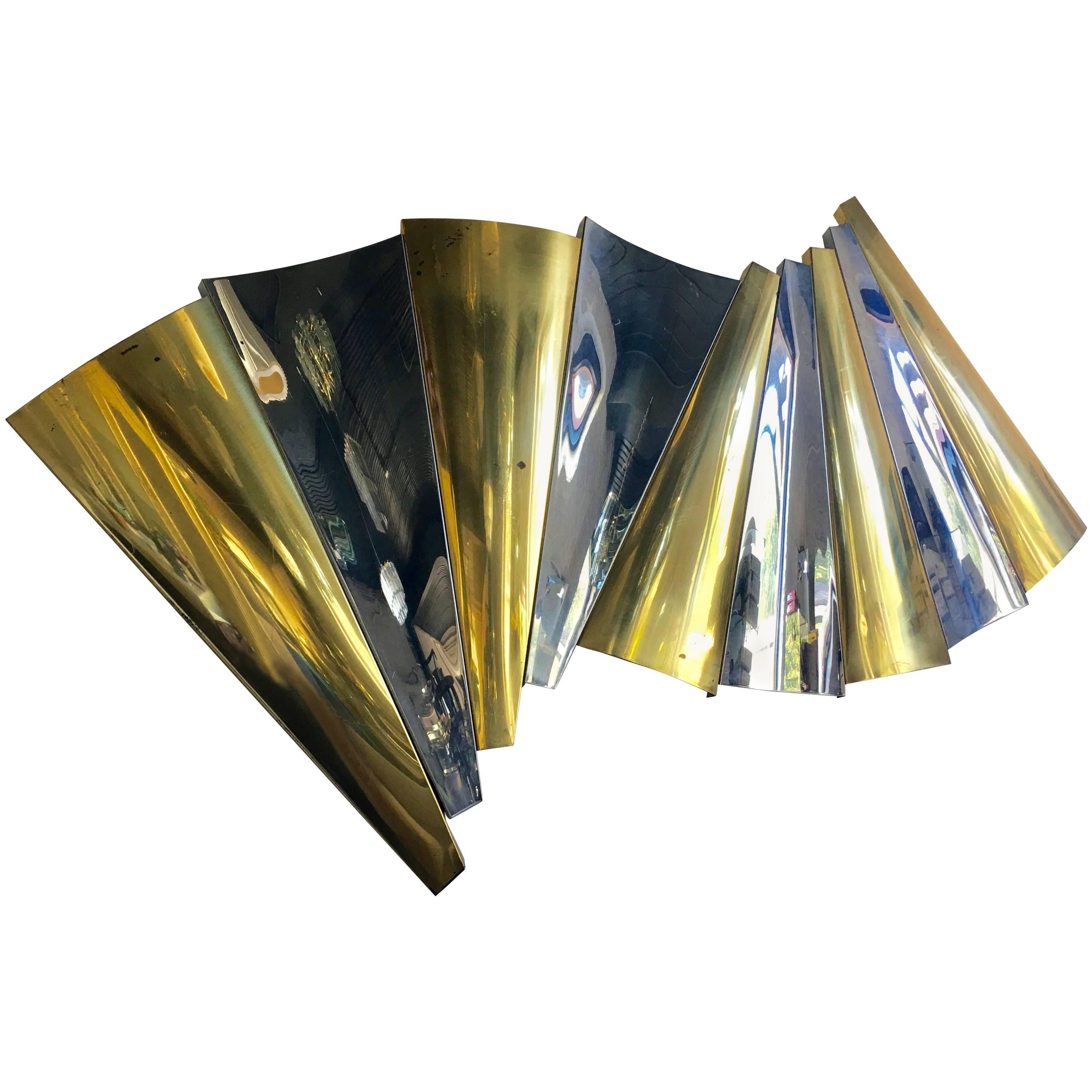 Curtis Jere Brass and Chrome Wall Sculpture, 1980s