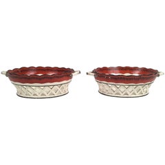 Pair of English Neoclassical Creamware Chestnut Baskets, circa 1790