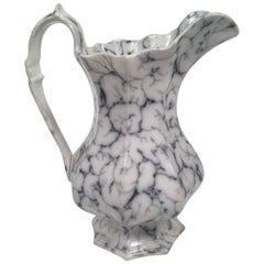 19th Century Staffordshire Pottery Faux Marble Pitcher