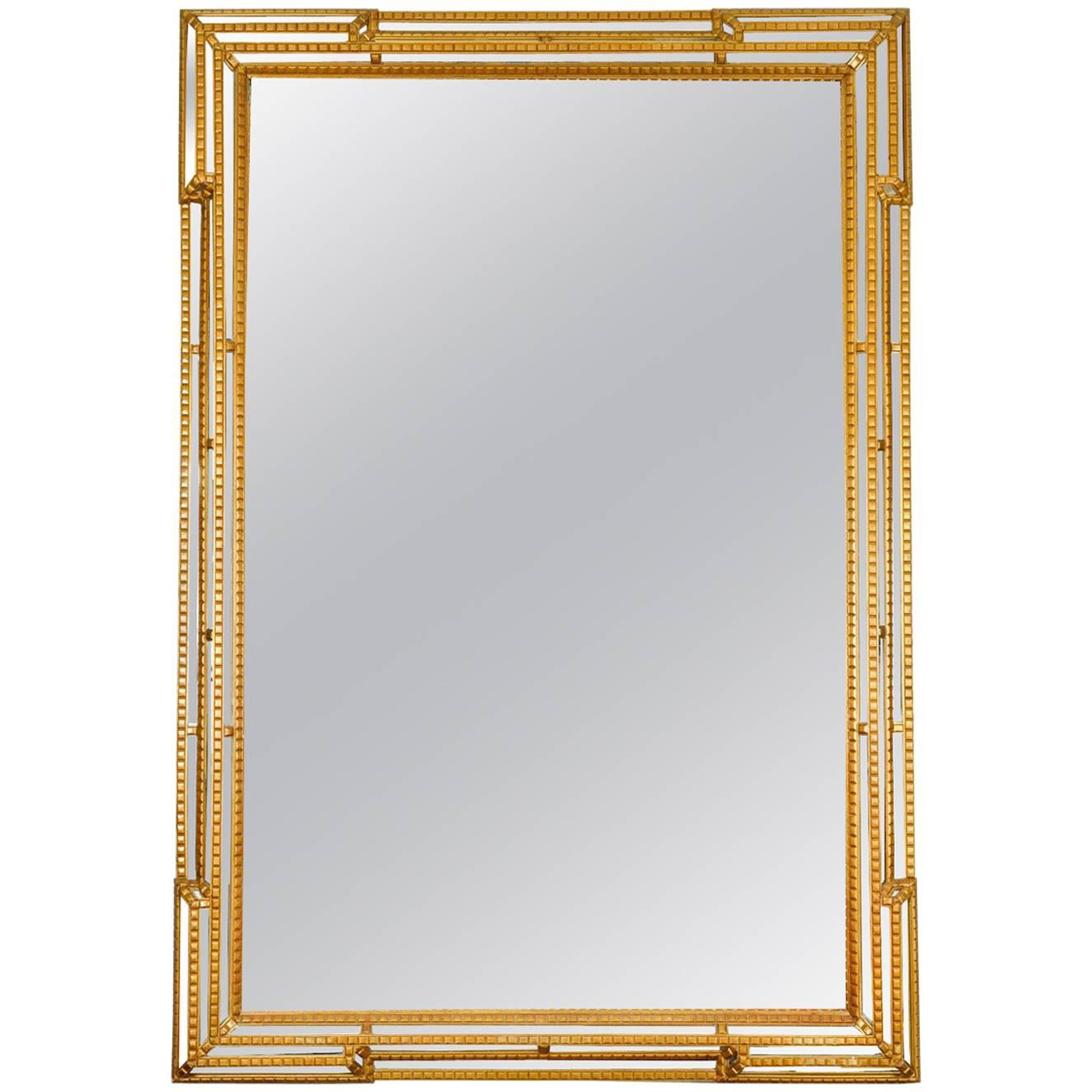 Giltwood Frame Beveled Mantel Hanging Wall Mirror