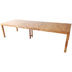 Milo Baughman for Directional Burl Wood Parsons Extension Dining Table