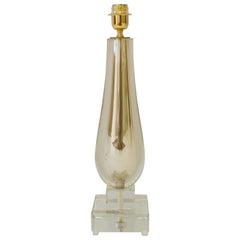 Single Clear and Gold Mirrored Murano Glass Lamp, Pair Available 10