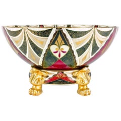 Austrian Porcelain Tribal Two Pieces Footed Centrepiece Bowl
