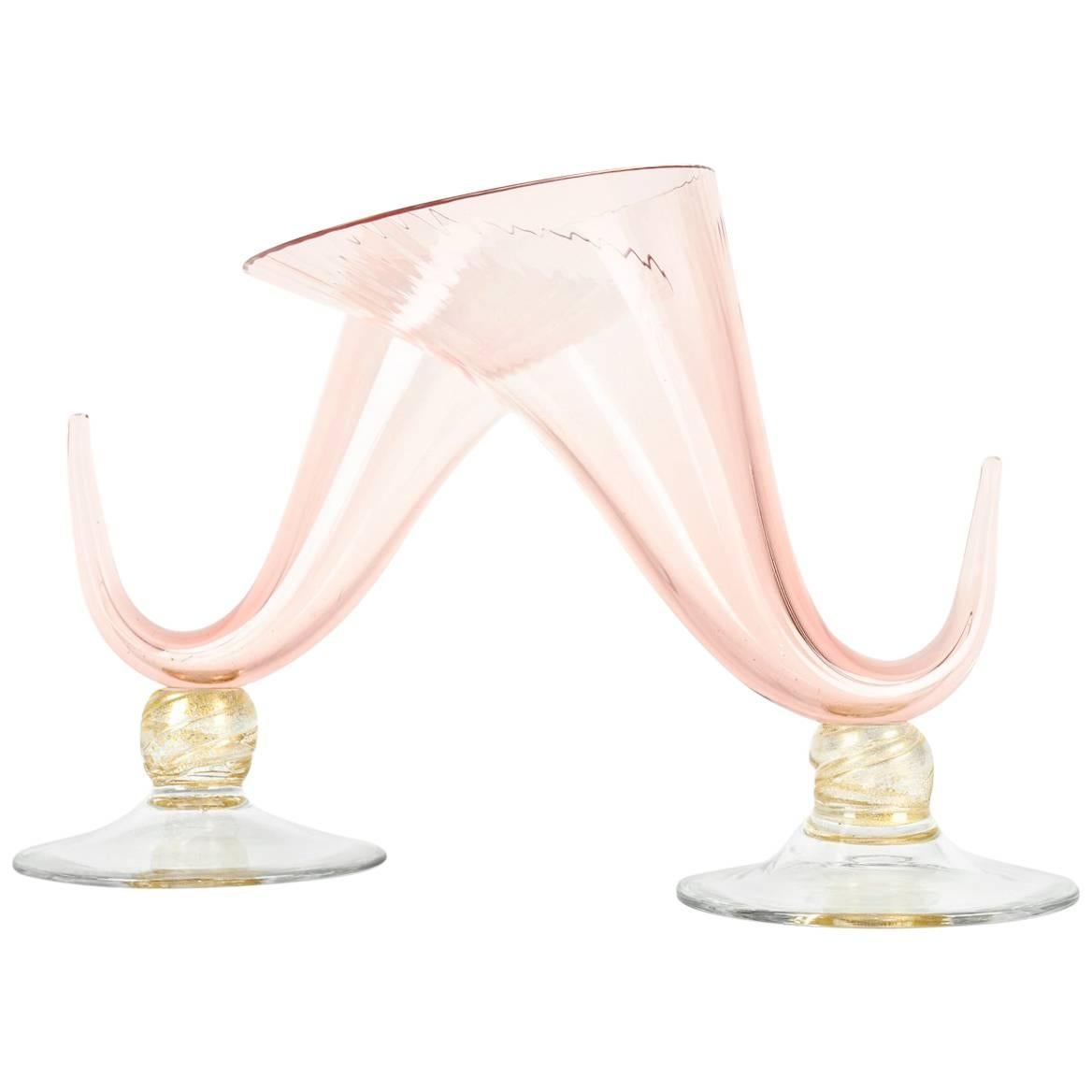 Pair of Murano Glass Decorative Horn Vases or Pieces