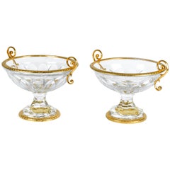 Antique Pair of French Cut Crystal Centerpieces