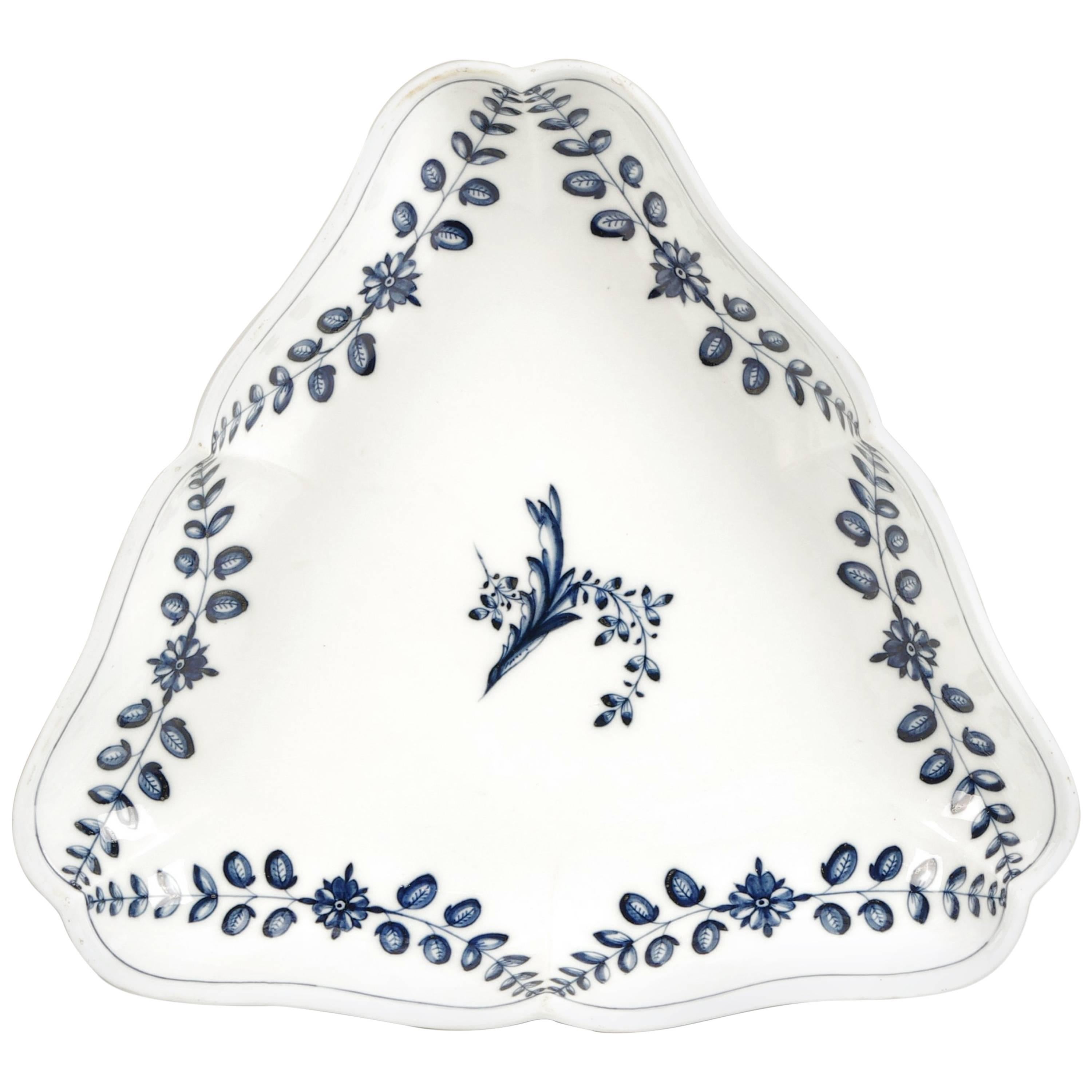 Large 18th Century Marcolini Meissen Blue and White Triangular Dish