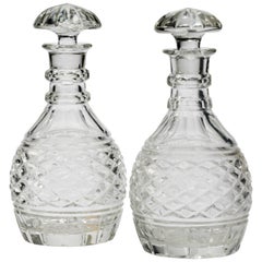 Antique Pair of Late Regency Period Cut-Glass Decanters