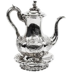 Antique Paul Storr Sterling Silver Coffee Pot on Stand, 1837