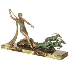 Art Deco Sculpture of Diana the Huntress by J. Dauvergne
