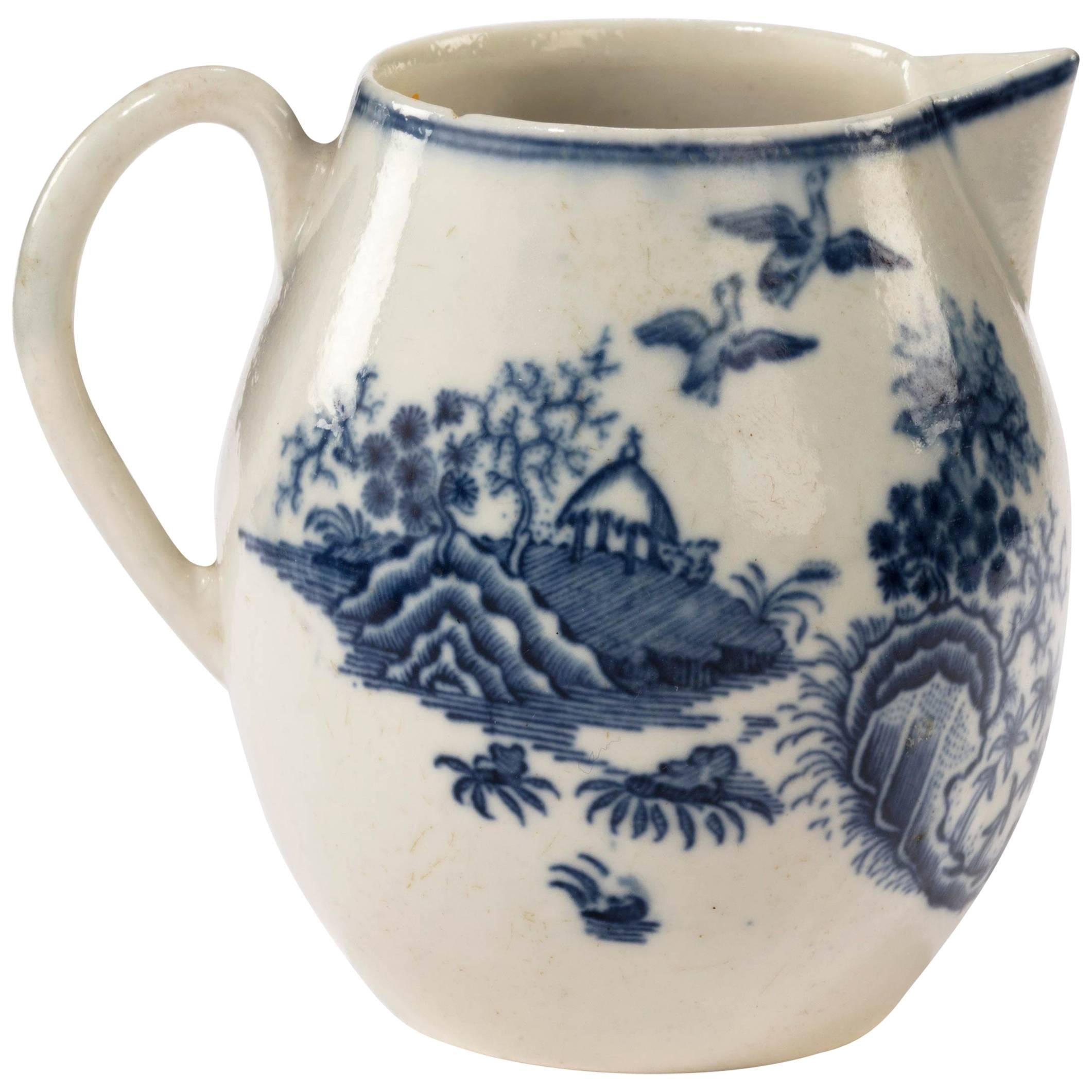 18th Century Liverpool Blue and White Printed Jug For Sale