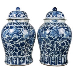 Antique Blue and White Chinese Porcelain Ginger Jars