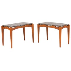 Pair of Teak and Marble Side Tables by Carl-Axel Acking