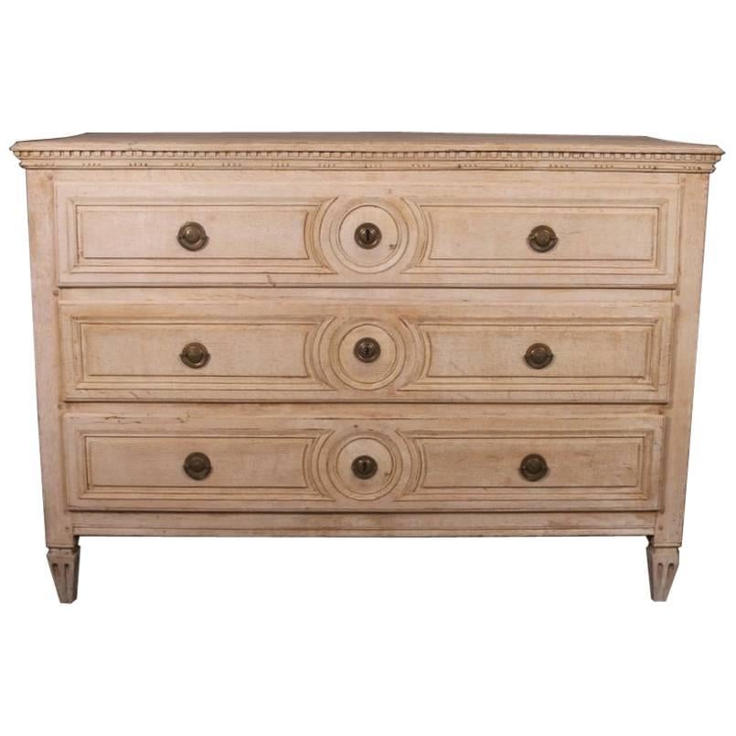 19th Century Neoclassical Bleached Oak Commode
