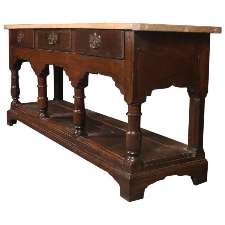 18th Century English Oak and Sycamore Dresser Base