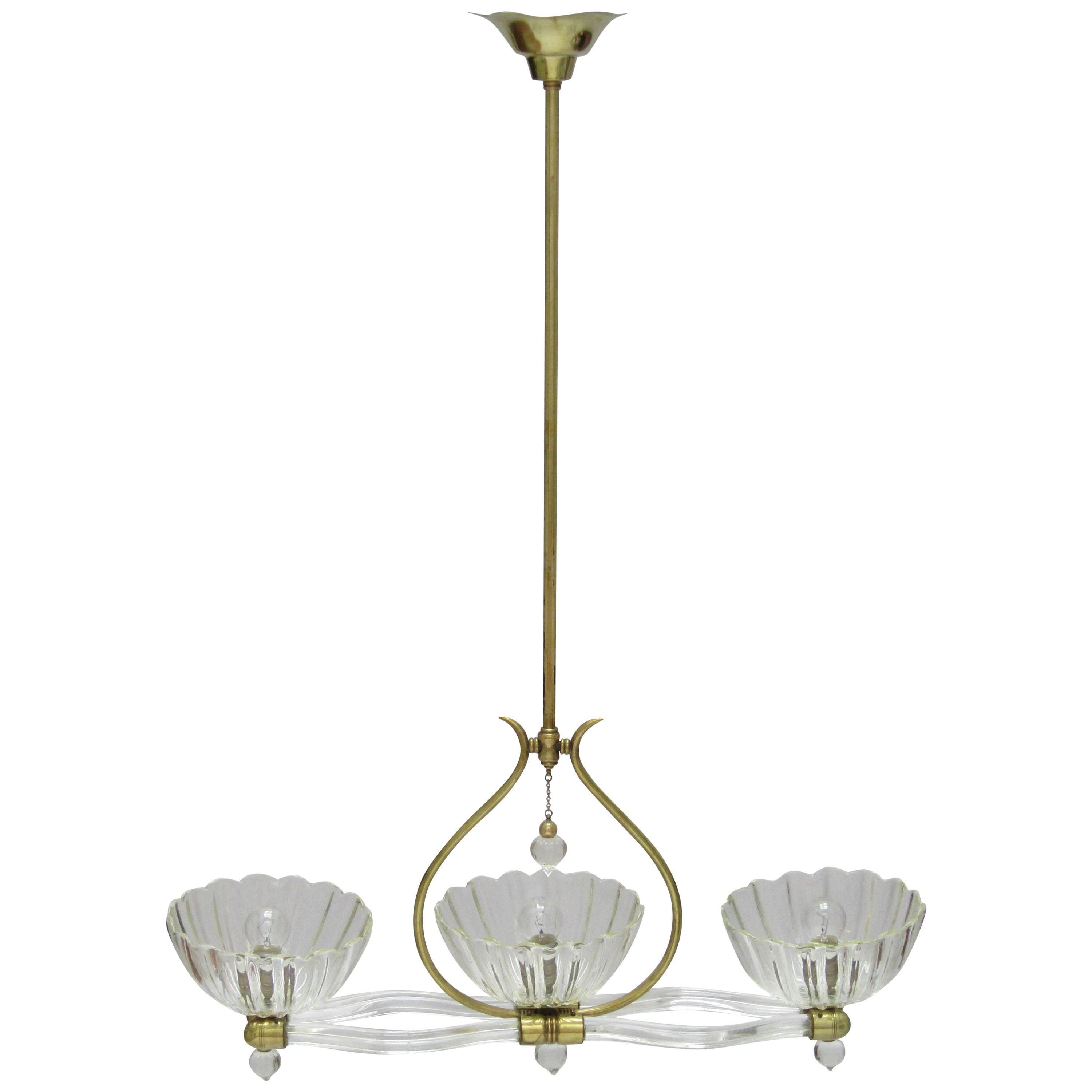 Italian 1930s Crystal Chandelier by Barovier For Sale