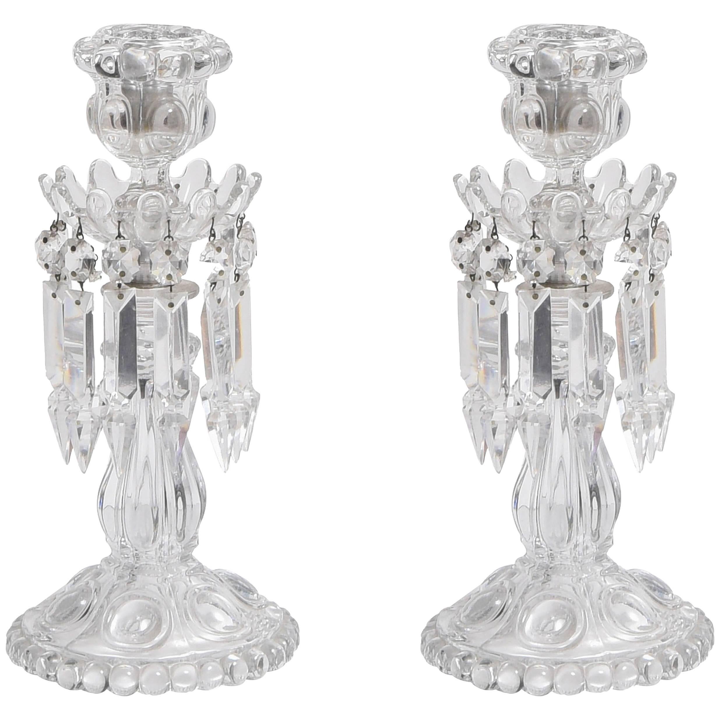 Pair of Baccarat Candelabras with Prisms For Sale