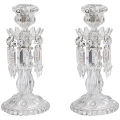 Antique Pair of Baccarat Candelabras with Prisms