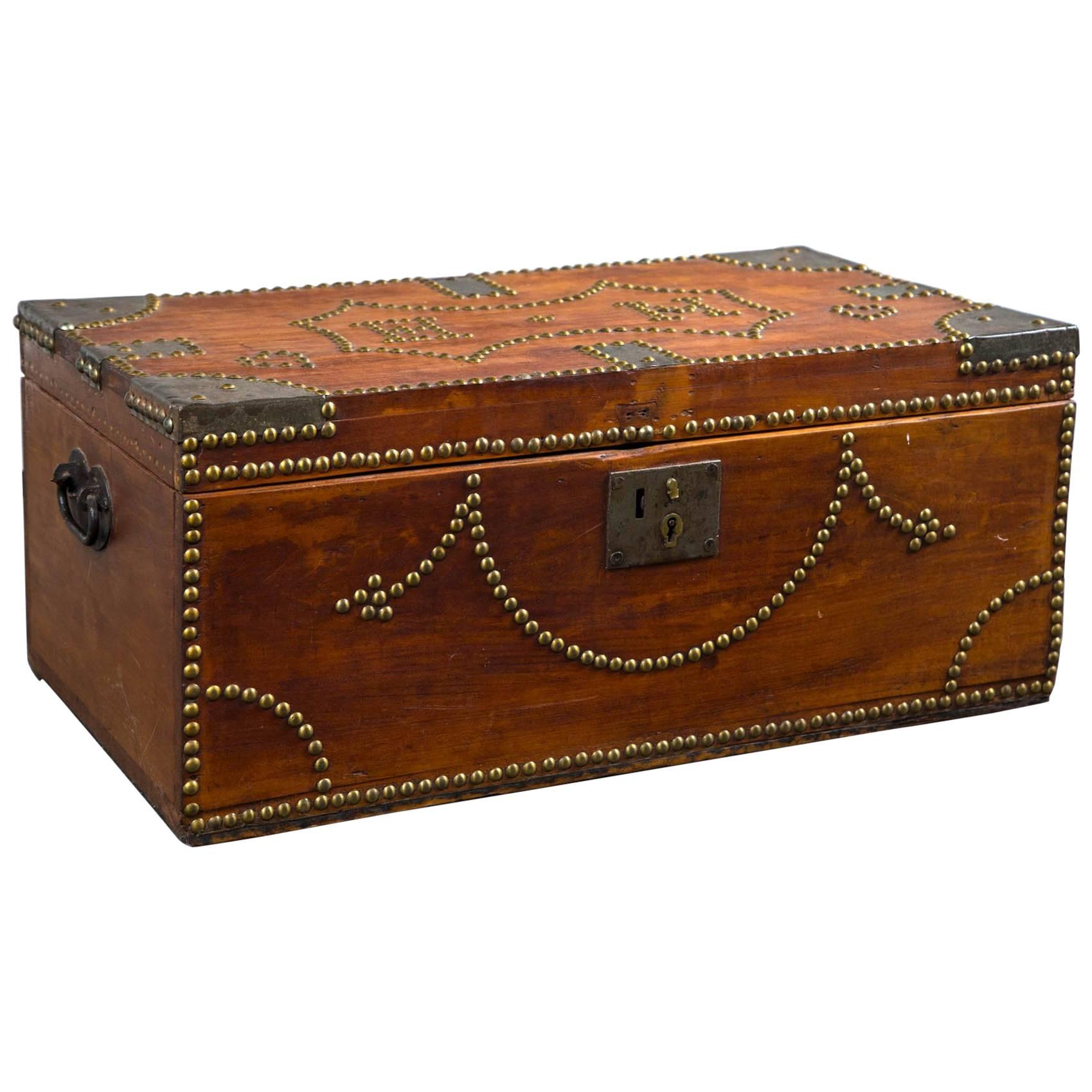 19th Century Tack Decorated Trunk