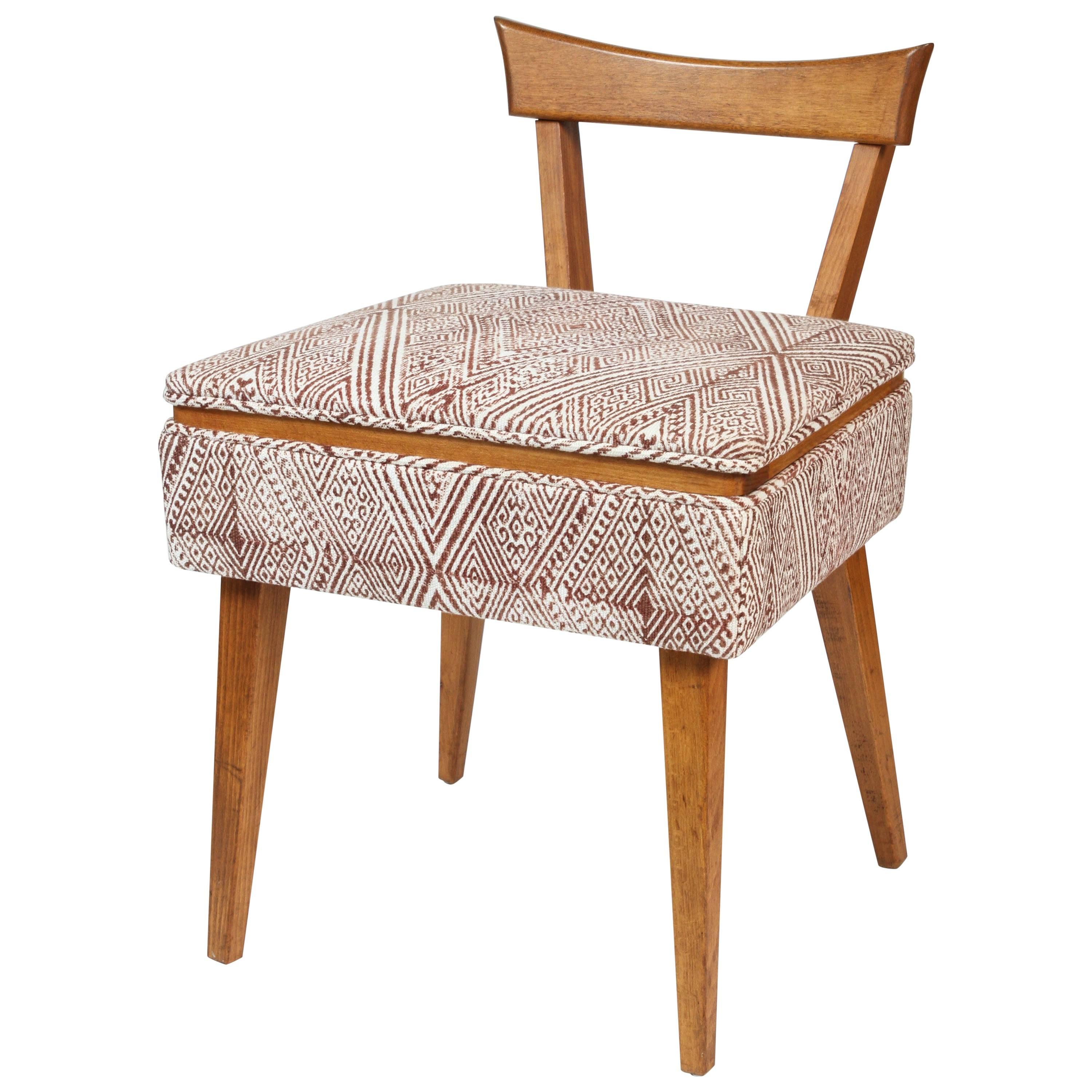 Midcentury Sewing Chair in John Robshaw Fabric