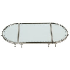 Vintage Three-Piece Silver Plate Framed Mirror Plateau