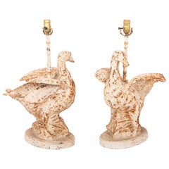 Pair of Cast Iron Duck Lamps