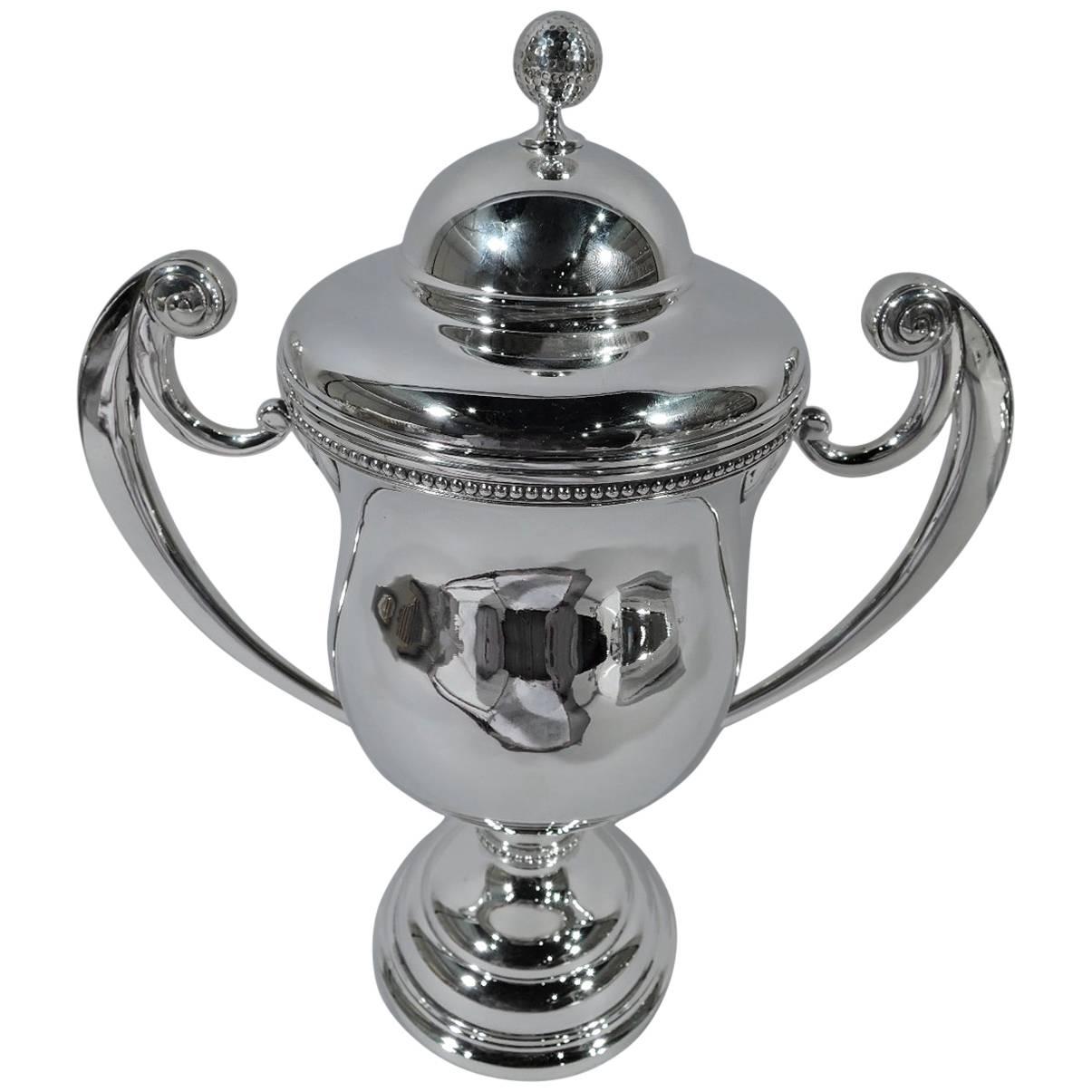 American Sterling Silver Trophy Cup with Golf Ball Finial