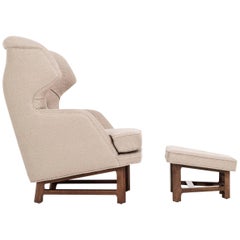 Edward Wormley Wingback Lounge and Ottoman for Dunbar