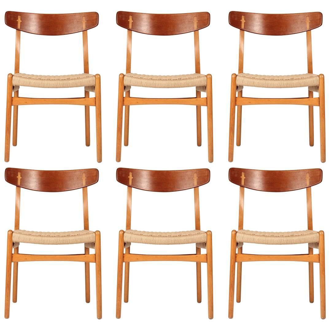 Mid Century Modern Hans Wegner CH23 Set of Six Chairs
