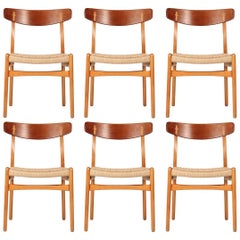 Mid Century Modern Hans Wegner CH23 Set of Six Chairs