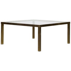 Maison Jansen Style Square Brass-Plated Coffee Table
