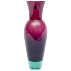 Holmegaard Glasvaerk 'Harlekin' Vase by Anja Kjaer in Purple and Green, Denmark 2