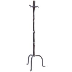 Large Forged Iron Candlestick from France