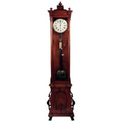 Antique Biedermeier Regulator Longcase Clock in Fruitwood Case