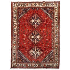 Persian Shiraz Rug with Peacock and Dog Motif, circa 1960