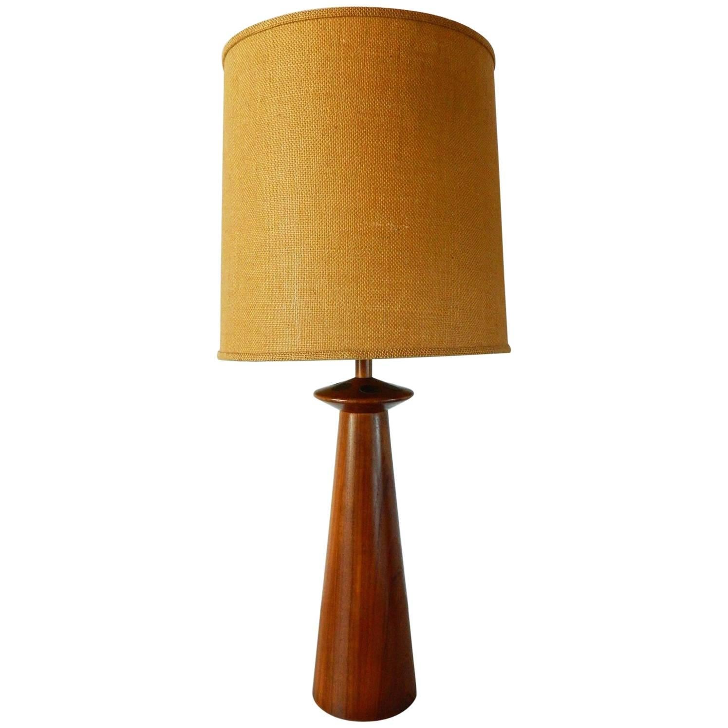 Mid-Century Modern Walnut Lamp with Martz Ceramic Tiles For Sale