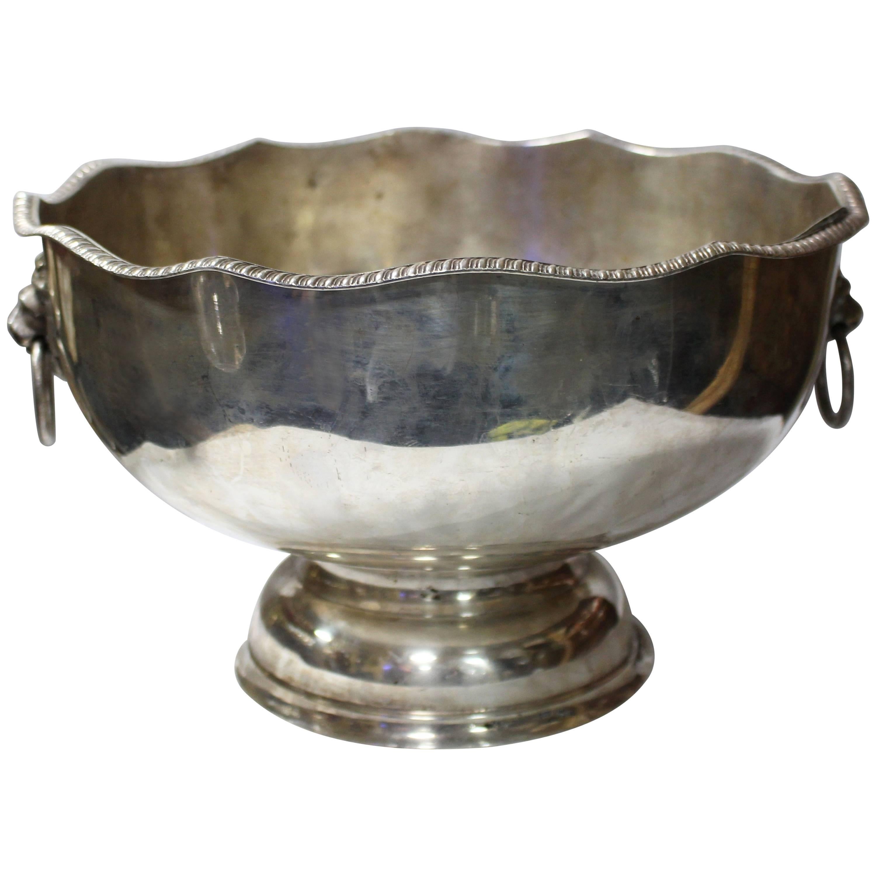 19th Century Large Silver Plated on Copper Two Handled Bowl