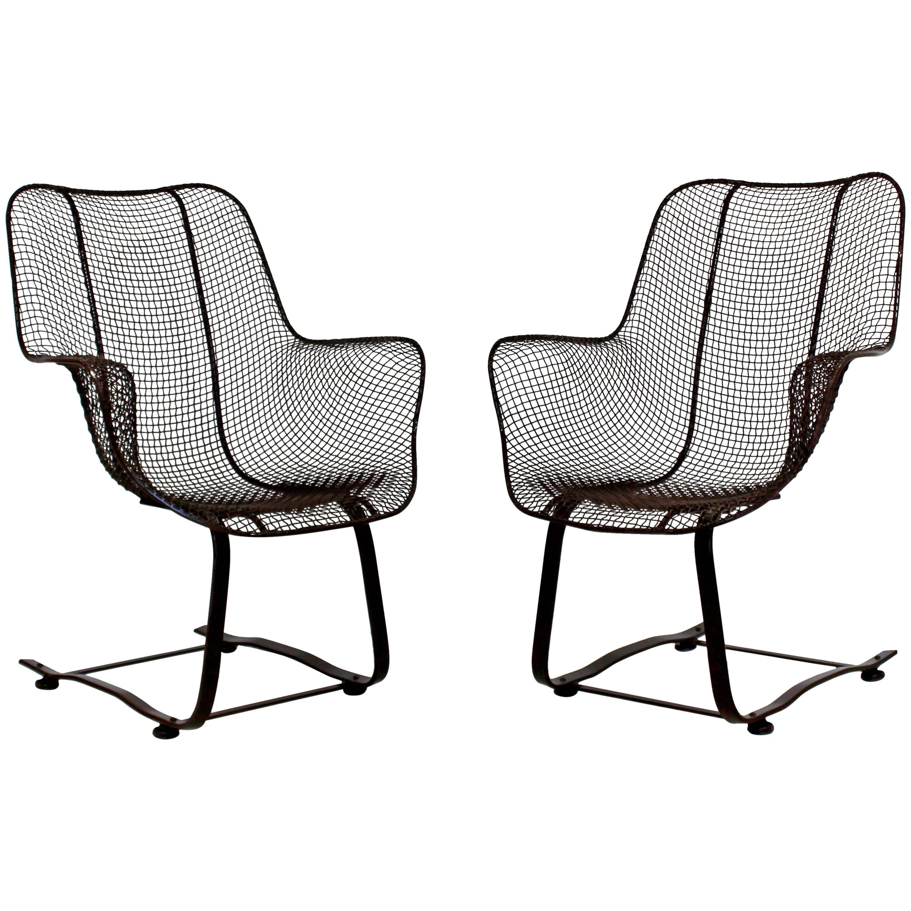 Mid-Century Modern Woodard Sculptura Pair of Brown Outdoor Rocker Chairs, 1970s