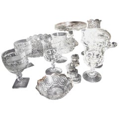 Group of Pressed Glass Serving Pieces