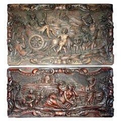 Pair of Vintage French Renaissance Style Carved Wood Architectural Wall Panels