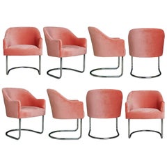 Vintage Custom Velvet Cantilever Club Chairs by Steve Chase from Chase Designed Home