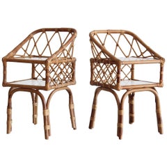 French Rattan End Tables